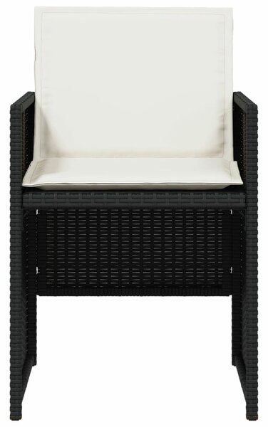 VidaXL 5 részes fekete polyrattan kerti étkezőgarnitúra párnákkal