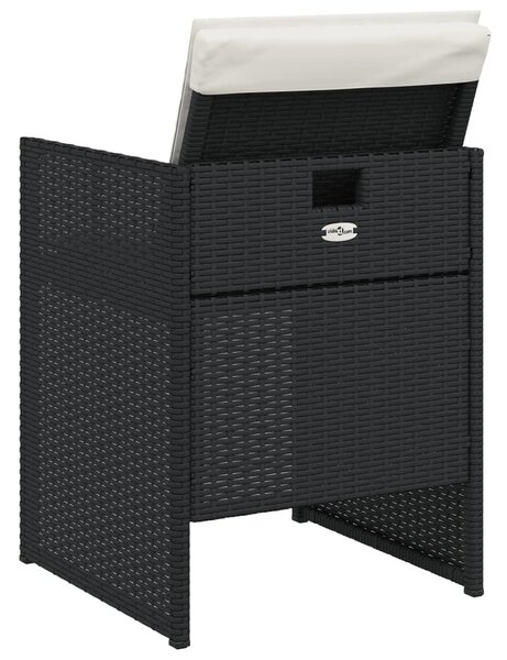 VidaXL 5 részes fekete polyrattan kerti étkezőgarnitúra párnákkal