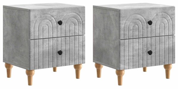 VidaXL Éjjeliszekrény 2 pcs Betonszürke 43 x 34,5 x 48 cm Szerelt Fa