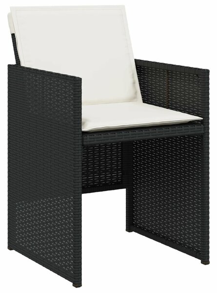 VidaXL 5 részes fekete polyrattan kerti étkezőgarnitúra párnákkal