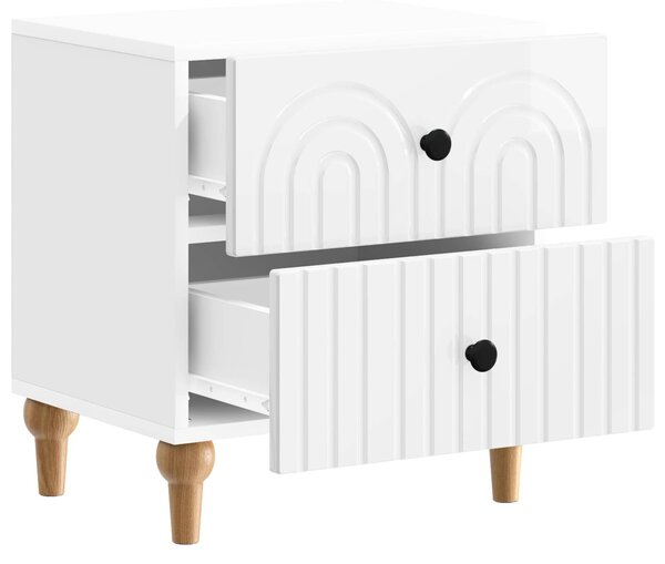 VidaXL Éjjeliszekrény fiókkal 2 pcs Magasfényű Fehér 43 x 34,5 x 48 cm