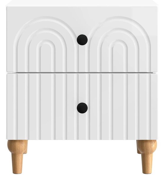 VidaXL Éjjeliszekrény fiókkal 2 pcs Magasfényű Fehér 43 x 34,5 x 48 cm