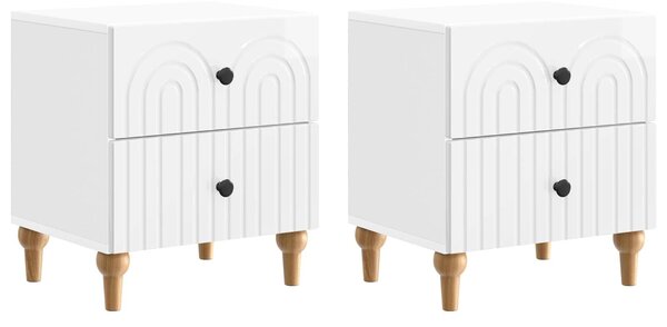 VidaXL Éjjeliszekrény fiókkal 2 pcs Magasfényű Fehér 43 x 34,5 x 48 cm