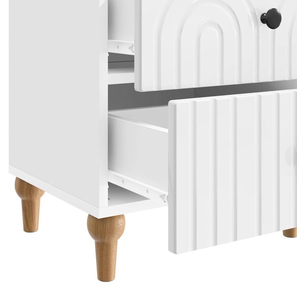 VidaXL Éjjeliszekrény fiókkal 2 pcs Magasfényű Fehér 43 x 34,5 x 48 cm
