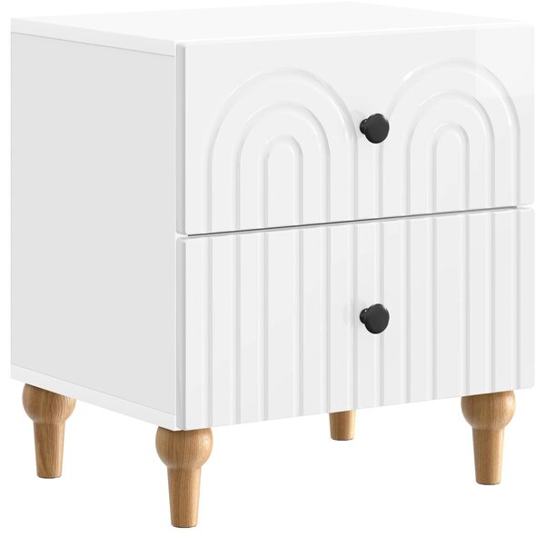 VidaXL Éjjeliszekrény fiókkal 2 pcs Magasfényű Fehér 43 x 34,5 x 48 cm