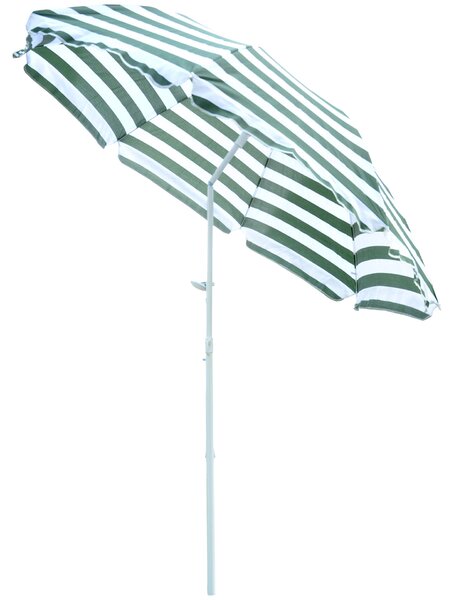 Outsunny Strandnapernyő Dönthető Tetővel, 45°, Ø1,8x2 m, Zöld és Fehér