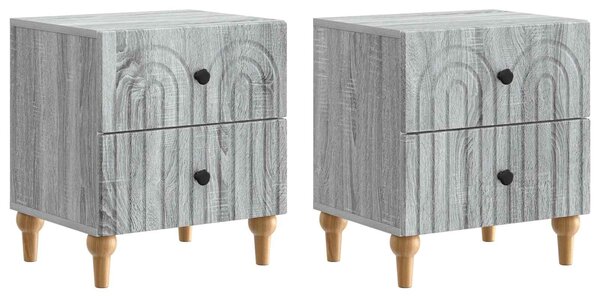 VidaXL Éjjeliszekrény 2 pcs Szürke Sonoma 43 x 34,5 x 48 cm Szerelt Fa