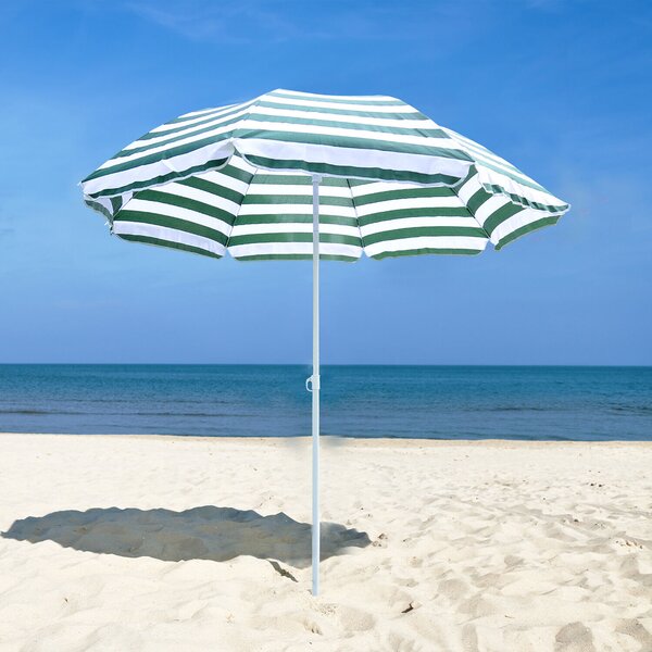 Outsunny Strandnapernyő Dönthető Tetővel, 45°, Ø1,8x2 m, Zöld és Fehér