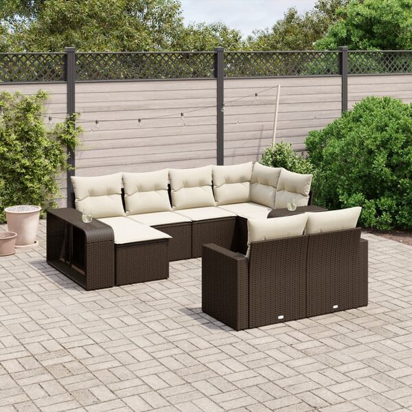 VidaXL 10 részes barna polyrattan kerti ülőgarnitúra párnákkal