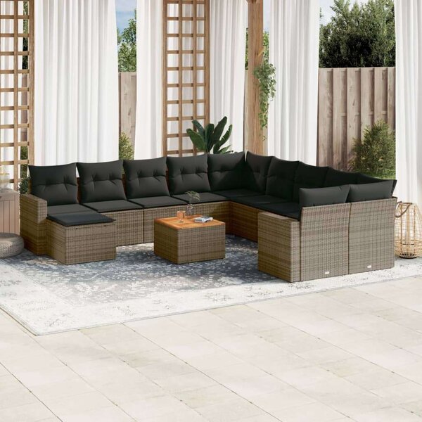 VidaXL Polyrattan Kerti Ülőgarnitúra - 12 részes - Szürke