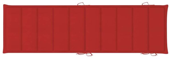 VidaXL 2 db Akácfa Napozóágy Piros Párnákkal - 184cm