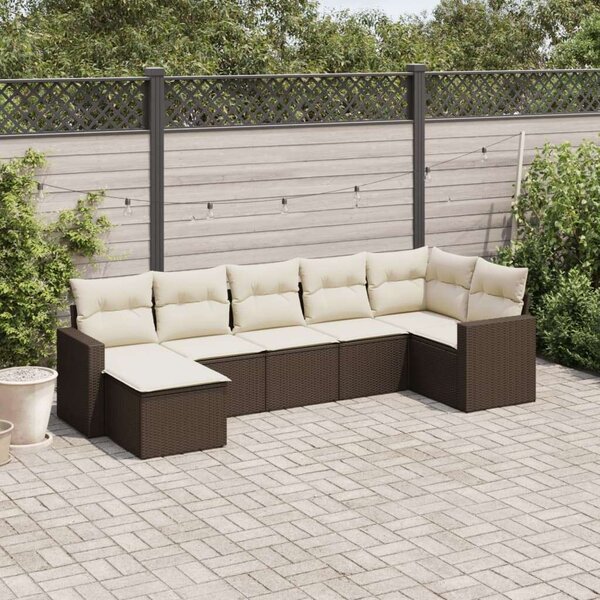 VidaXL Polyrattan Kerti Ülőgarnitúra - 7 részes - Barna