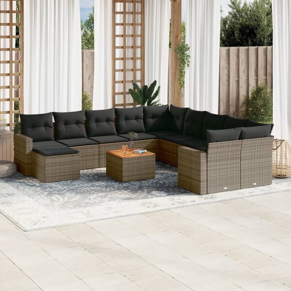 VidaXL Polyrattan Kerti Ülőgarnitúra - 12 részes - Szürke