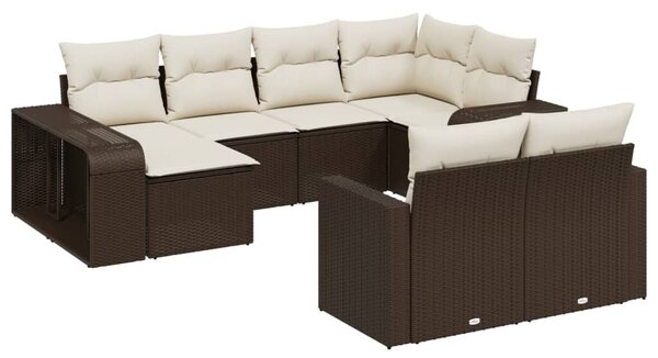 VidaXL 10 részes barna polyrattan kerti ülőgarnitúra párnákkal