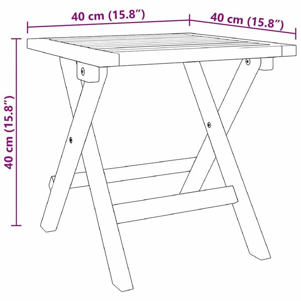 VidaXL Napozóágy 2-személy 3 pcs Barna 40 x 40 x 40cm Tömör akácfa