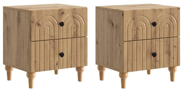VidaXL Éjjeliszekrény fiókkal 2 pcs Kézműves Tölgy 43 x 34,5 x 48 cm