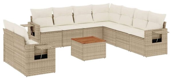 VidaXL Polyrattan Kerti Ülőgarnitúra - 10 részes - Bézs