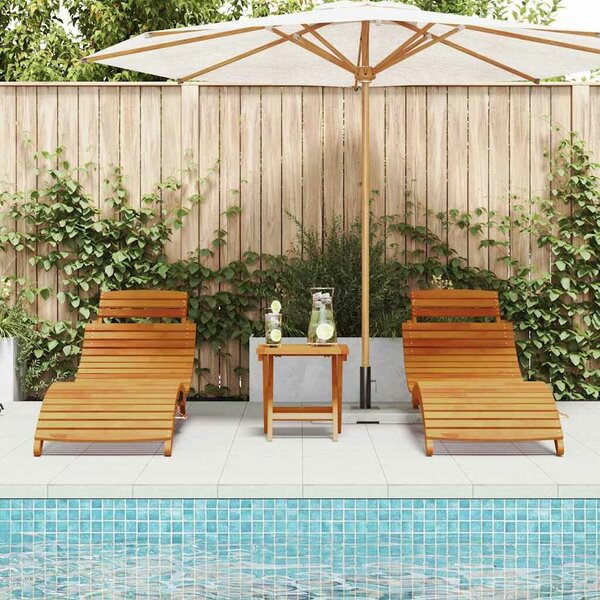VidaXL Napozóágy 2-személy 3 pcs Barna 40 x 40 x 40cm Tömör akácfa