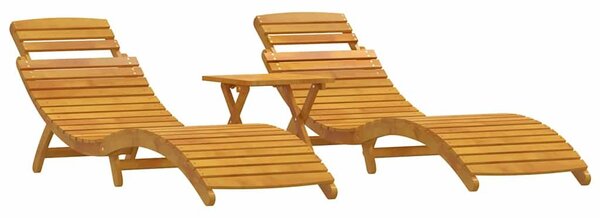 VidaXL Napozóágy 2-személy 3 pcs Barna 40 x 40 x 40cm Tömör akácfa