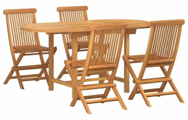VidaXL Kert étkező szett 5 pcs Barna 160 x 80 x 75 cm Tömör tíkfa