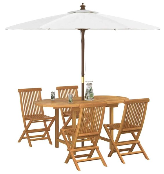 VidaXL Kert étkező szett 5 pcs Barna 160 x 80 x 75 cm Tömör tíkfa