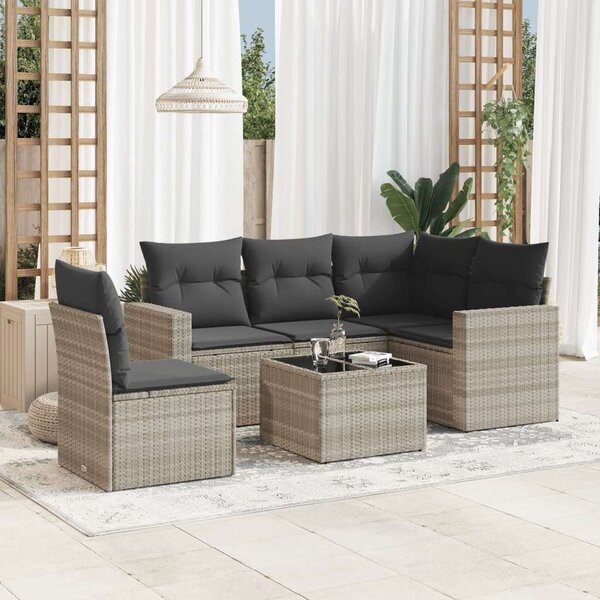 VidaXL Polyrattan Kerti Ülőgarnitúra - 6 részes - Világosszürke