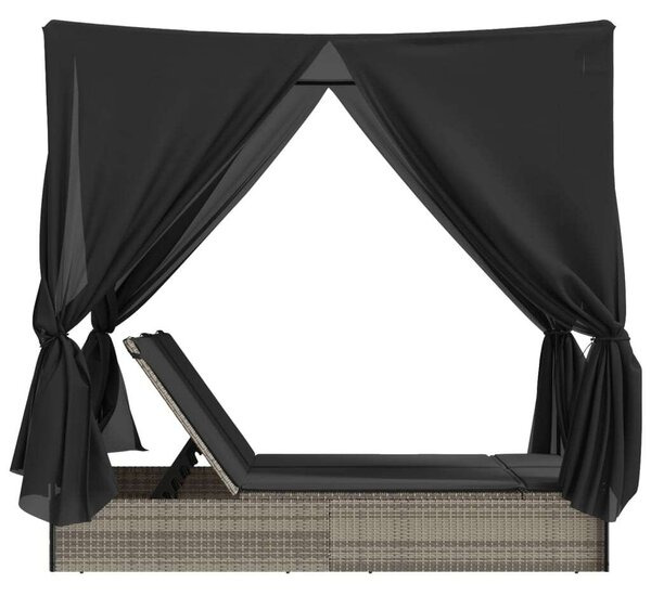 VidaXL Dupla Napozóágy - Polyrattan - Szürke - 200x114cm