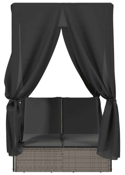 VidaXL Dupla Napozóágy - Polyrattan - Szürke - 200x114cm