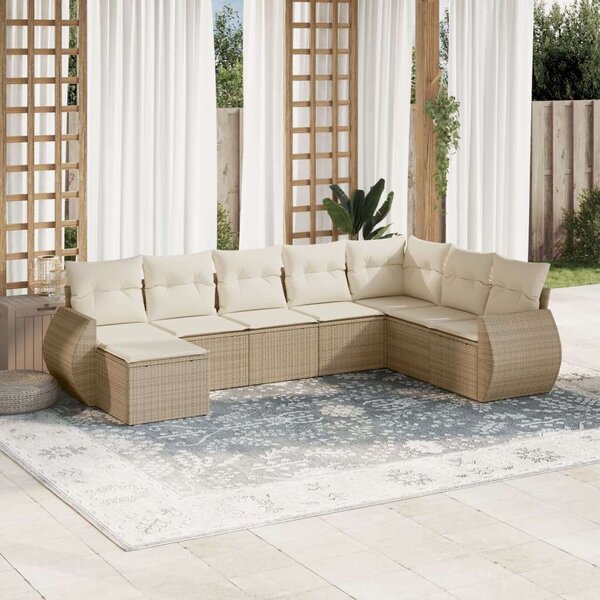 VidaXL Polyrattan Kerti Ülőgarnitúra - 8 részes - Bézs