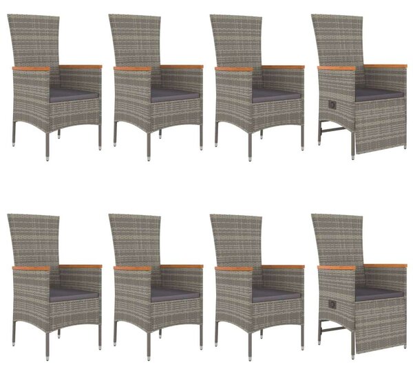 Polyrattan Kerti Étkezőgarnitúra - 9 részes - Szürke