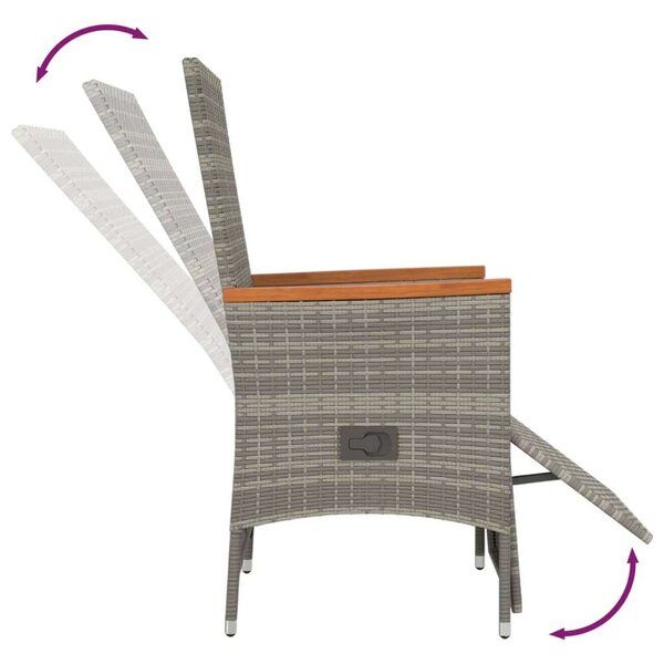 Polyrattan Kerti Étkezőgarnitúra - 9 részes - Szürke