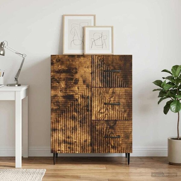 VidaXL Széf fiókkal Füstös Tölgy 66 x 34,5 x 89,5 cm Szerelt Fa