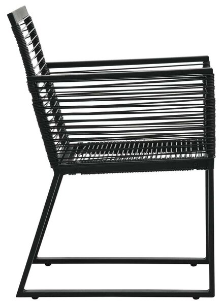 Kültéri Étkezőgarnitúra - 7 részes - Fekete PVC Rattan