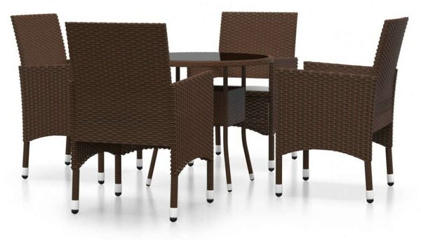 Polyrattan Kerti Étkezőgarnitúra - 5 részes - Barna