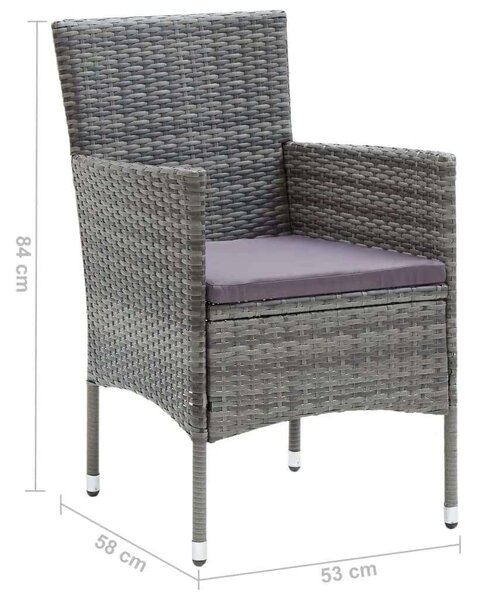 Polyrattan Kerti Étkezőgarnitúra - 7 részes - Szürke