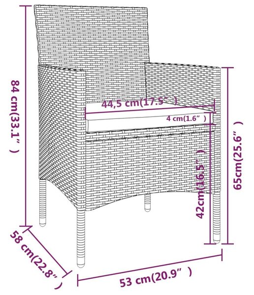 Polyrattan Kerti Étkezőgarnitúra - 5 részes - Barna