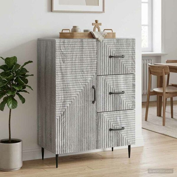 VidaXL Széf fiókkal Szürke Sonoma 66 x 34,5 x 89,5 cm Szerelt Fa