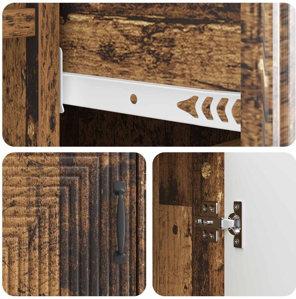 VidaXL Széf fiókkal Antik Fa 66 x 34,5 x 89,5 cm Szerelt Fa