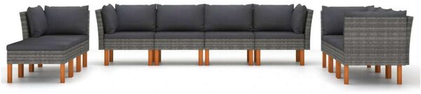 Polyrattan Kerti Ülőgarnitúra - 10 részes - Szürke