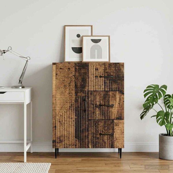 VidaXL Széf fiókkal Antik Fa 66 x 34,5 x 89,5 cm Szerelt Fa
