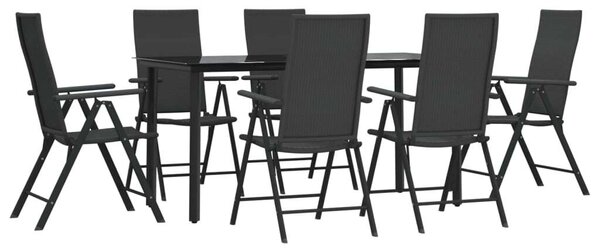 Polyrattan Kerti Étkezőgarnitúra - 7 részes - Fekete