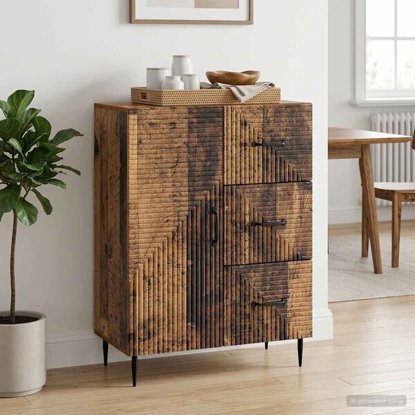 VidaXL Széf fiókkal Antik Fa 66 x 34,5 x 89,5 cm Szerelt Fa