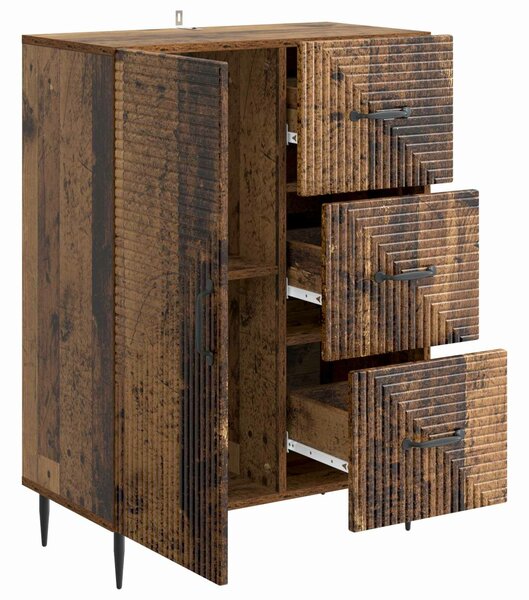 VidaXL Széf fiókkal Antik Fa 66 x 34,5 x 89,5 cm Szerelt Fa