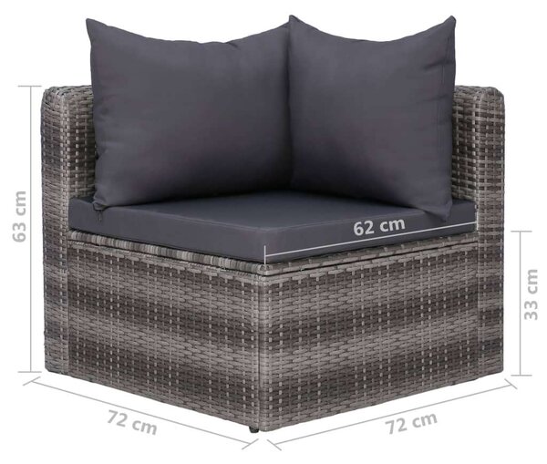 Polyrattan Kerti Ülőgarnitúra - 8 részes - Szürke