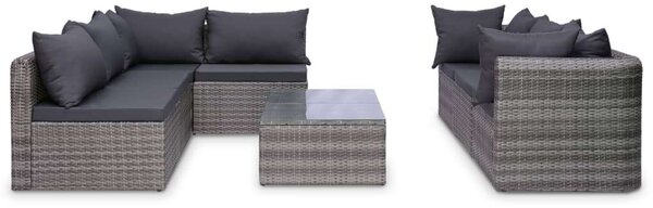 Polyrattan Kerti Ülőgarnitúra - 8 részes - Szürke