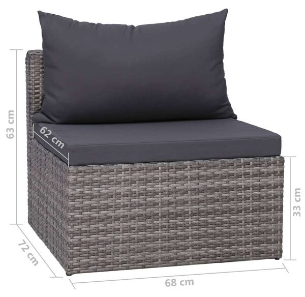 Polyrattan Kerti Ülőgarnitúra - 8 részes - Szürke