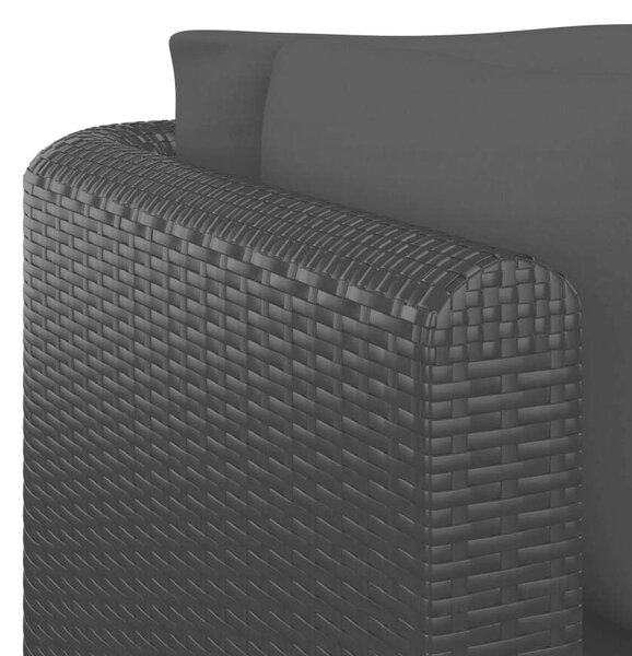 5 részes fekete polyrattan kerti társalgószett párnákkal