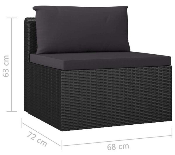 5 részes fekete polyrattan kerti társalgószett párnákkal