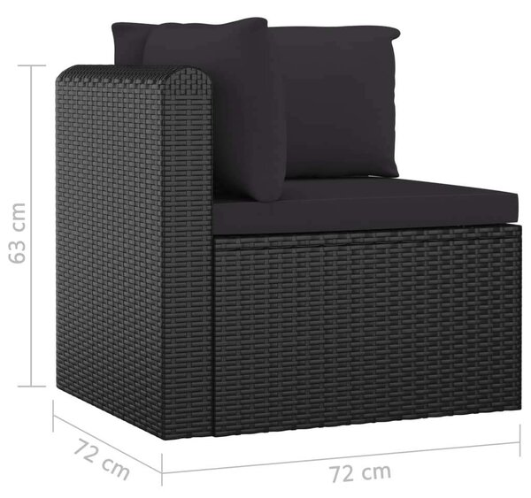 5 részes fekete polyrattan kerti társalgószett párnákkal