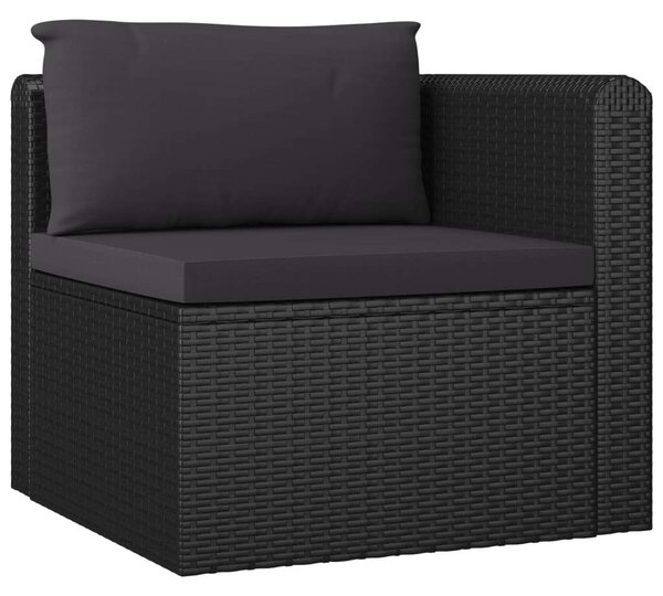 5 részes fekete polyrattan kerti társalgószett párnákkal